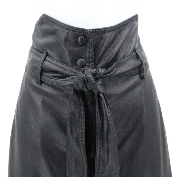 Nanushka Ethan Ultra High Rise Faux Leather Belted Pants Trousers Black Small